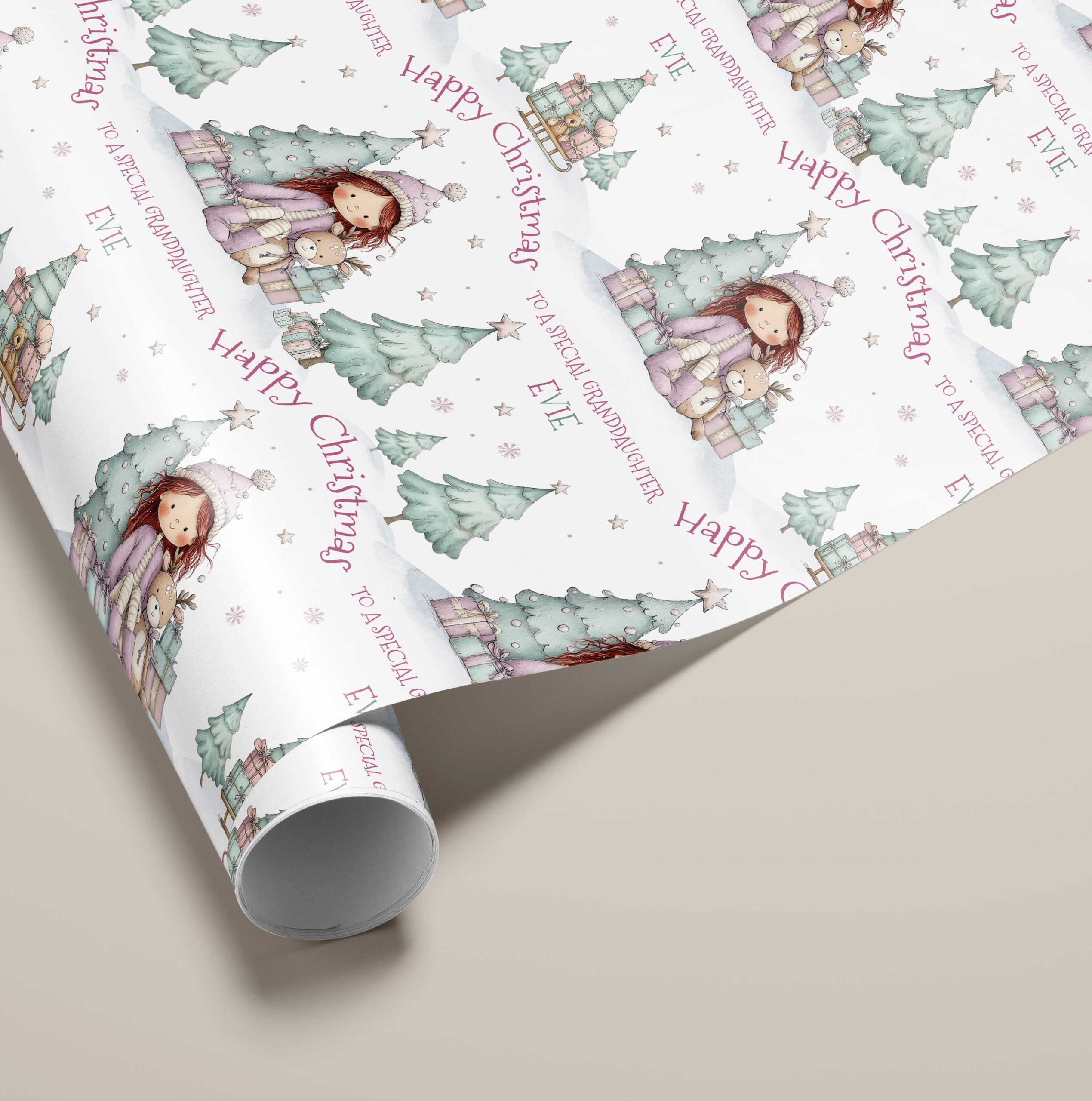 Girls Personalisled Christmas Gift Wrapping Paper