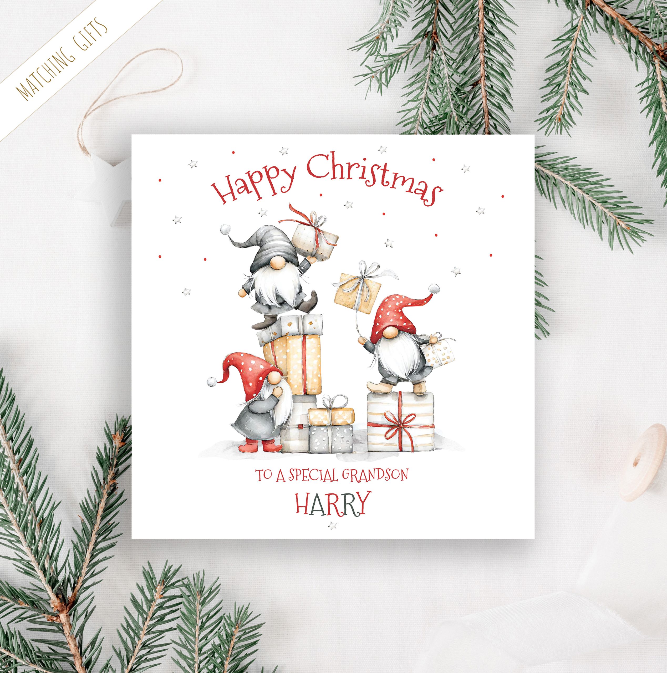 Personalsied Gnome Christmas Card