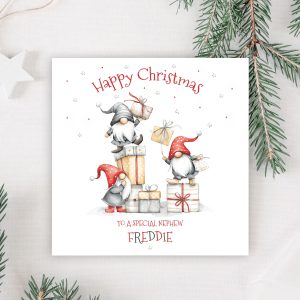 Personalsied Gnome Christmas Card