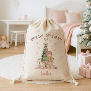 Girls Personalised Christmas Balllerina Sack