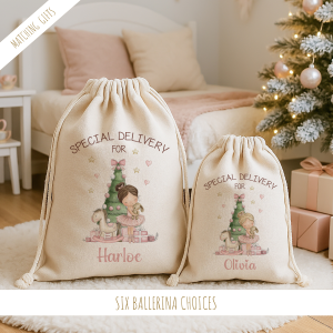 Girls Personalised Christmas Balllerina Sack