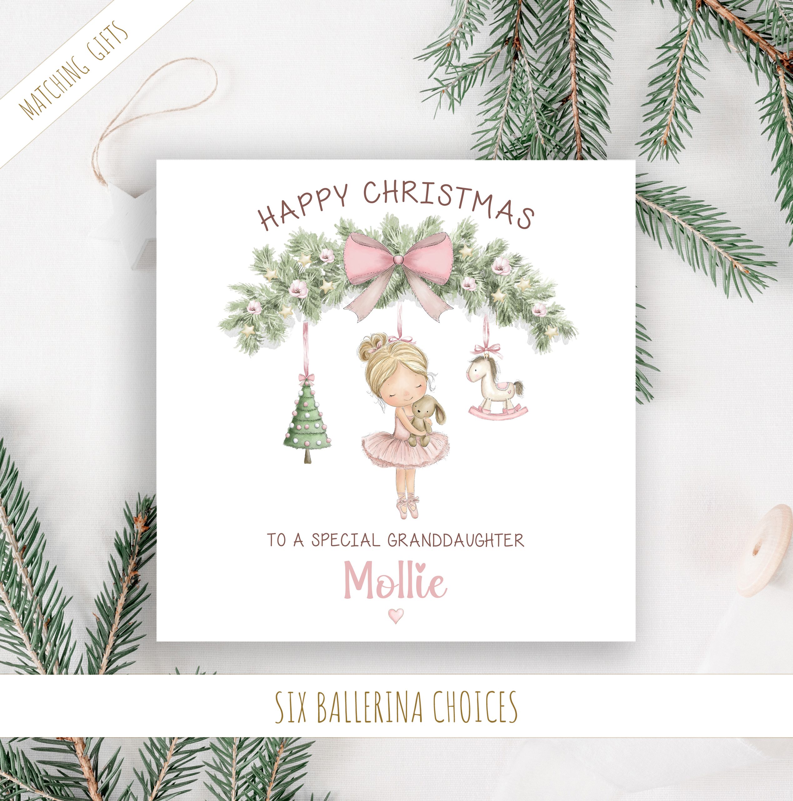 Personalised Ballerina Christmas Card