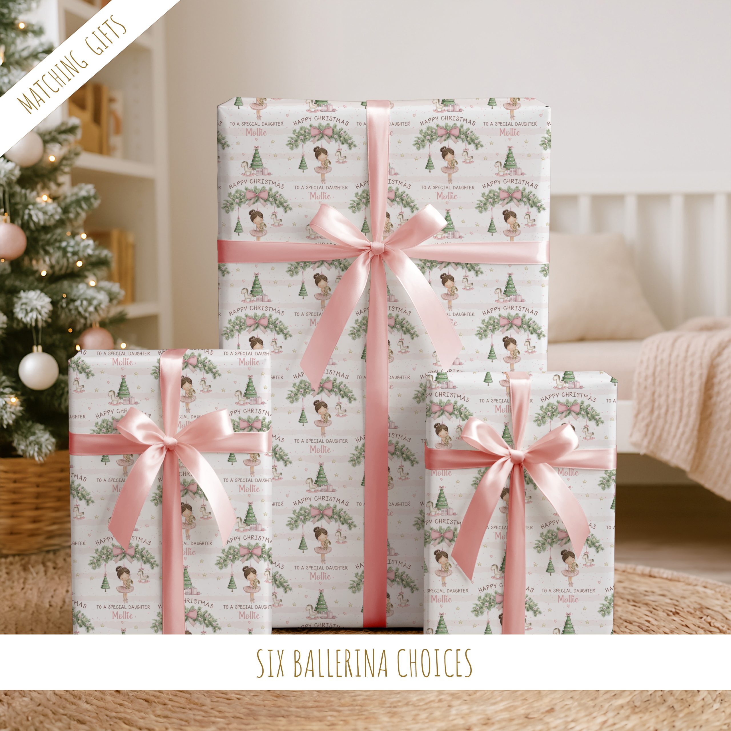 Personalised Ballet Christmas Gift Wrapping Paper