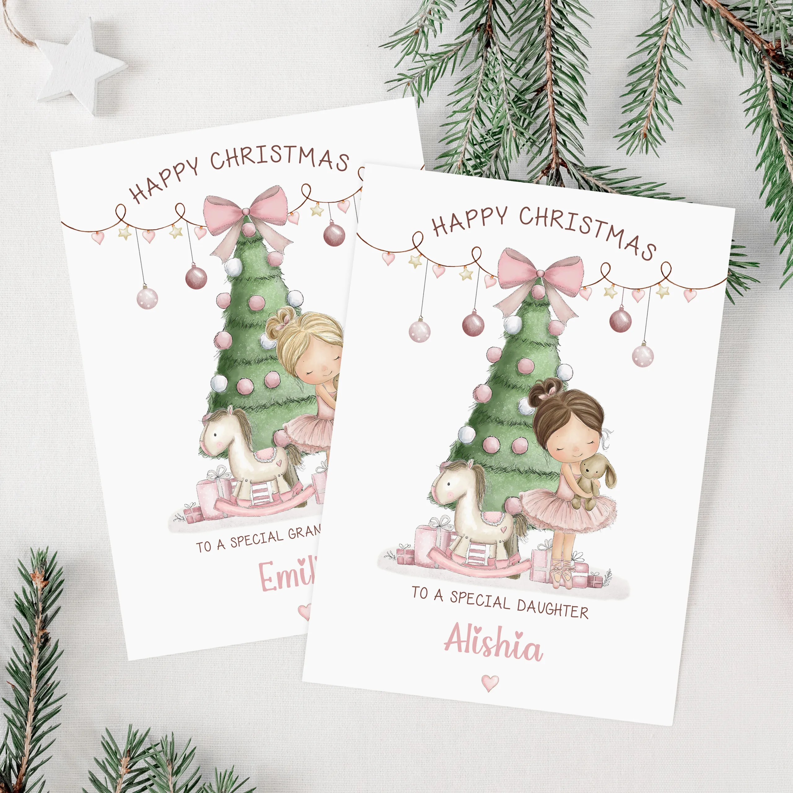 Personalised Girls Christmas Ballerina Card