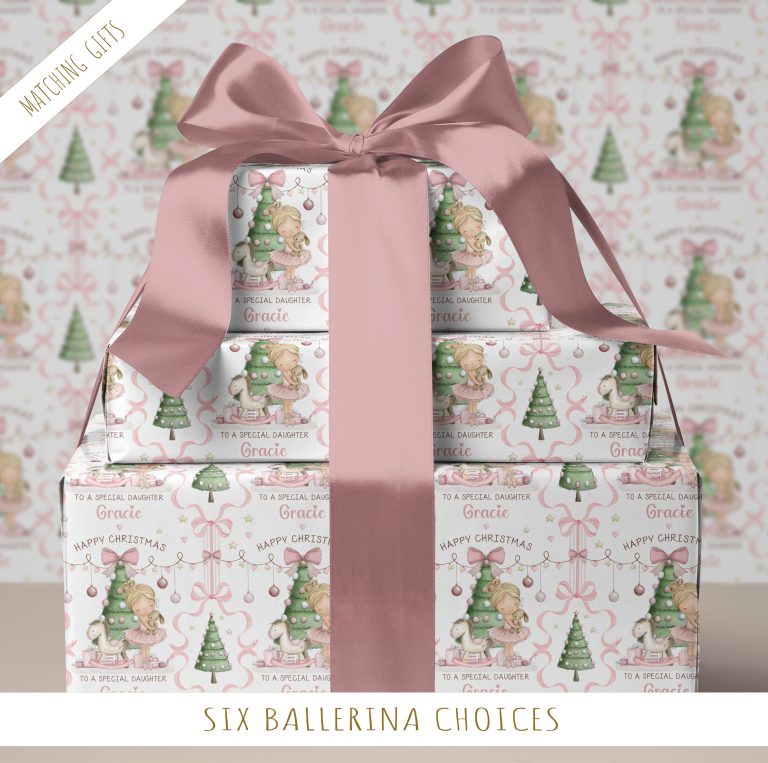 Girls Personalised Ballet Christmas Wrapping Paper