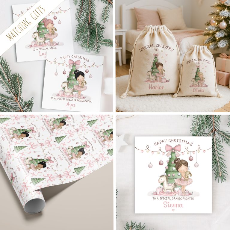 Girls Personalised Ballet Christmas Wrapping Paper