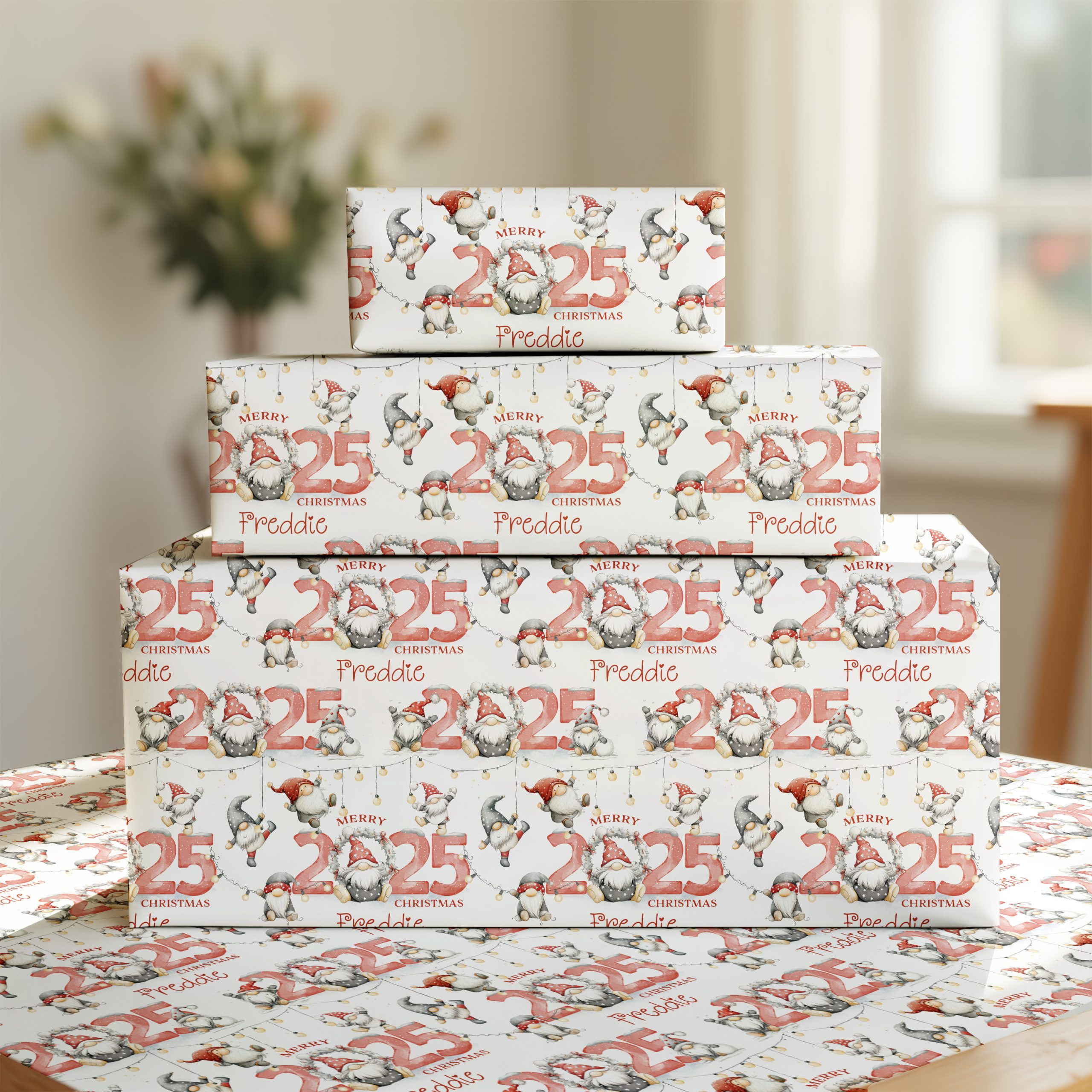 Personalised Gonk Christmas Gift Wrapping Paper
