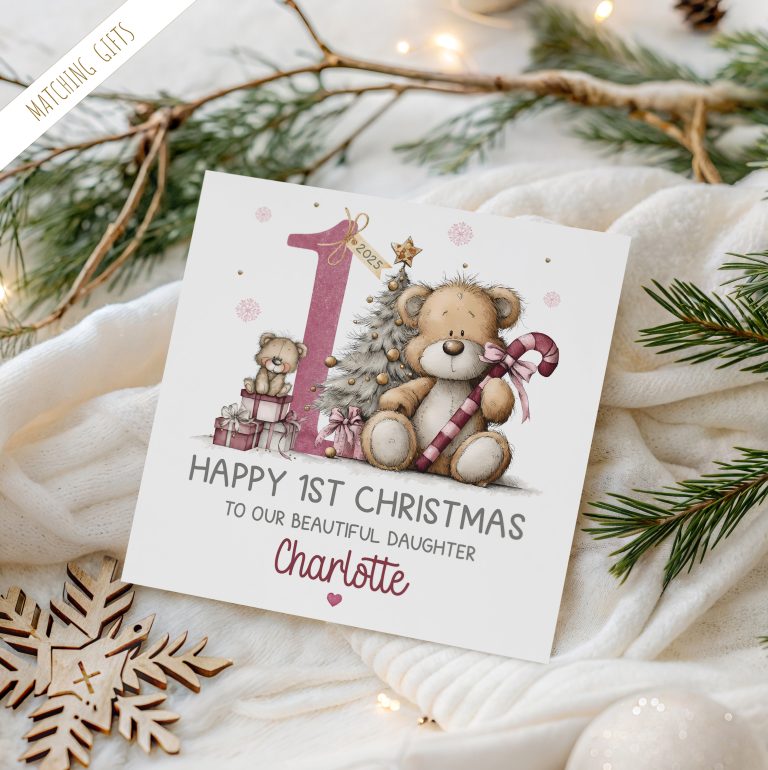 Personalised 1st Christmas Teddy Bear Card
