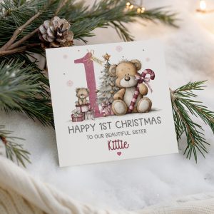 Personalised Baby's 1st Christmas Teddy Bear Card
