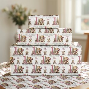 Personalised 1st Christmas Teddy Bear Wrapping Paper