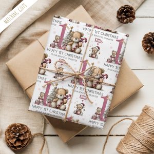 Personalised 1st Christmas Teddy Bear Wrapping Paper