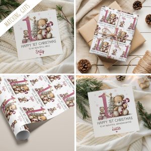 Personalised Baby's 1st Christmas Teddy Bear Card