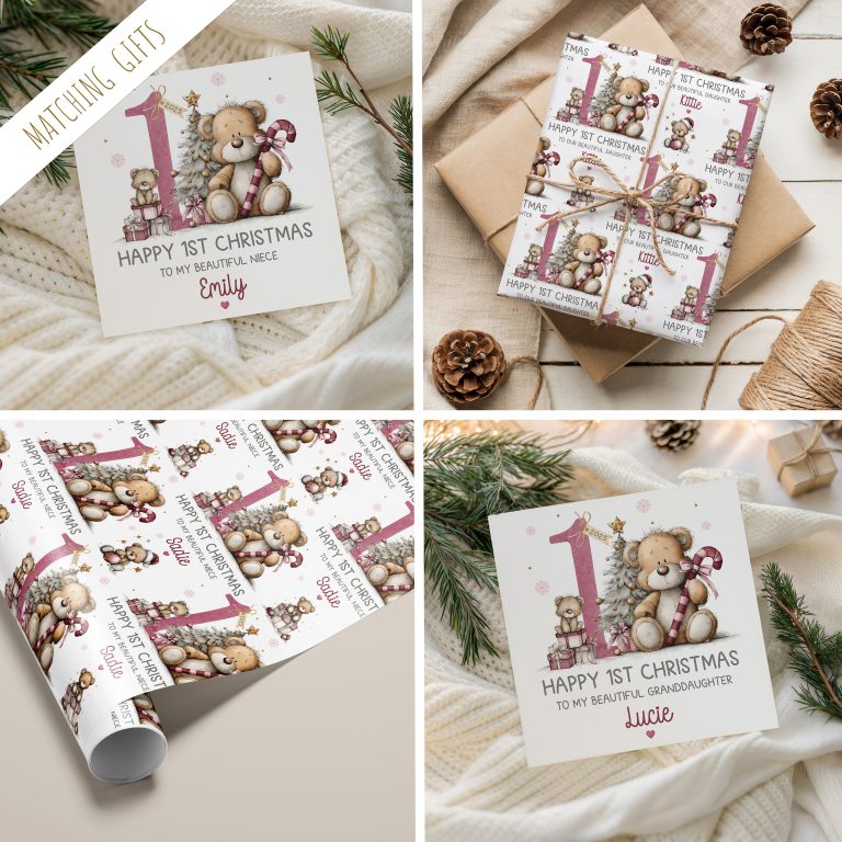Personalised 1st Christmas Teddy Bear Card