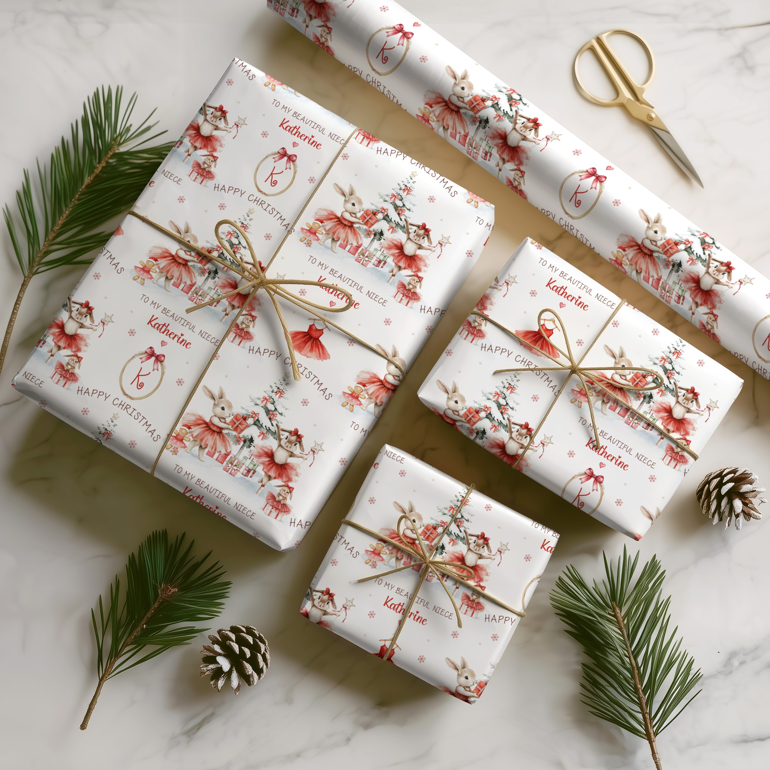 Christmas Red Ballerina Gift Wrapping Paper