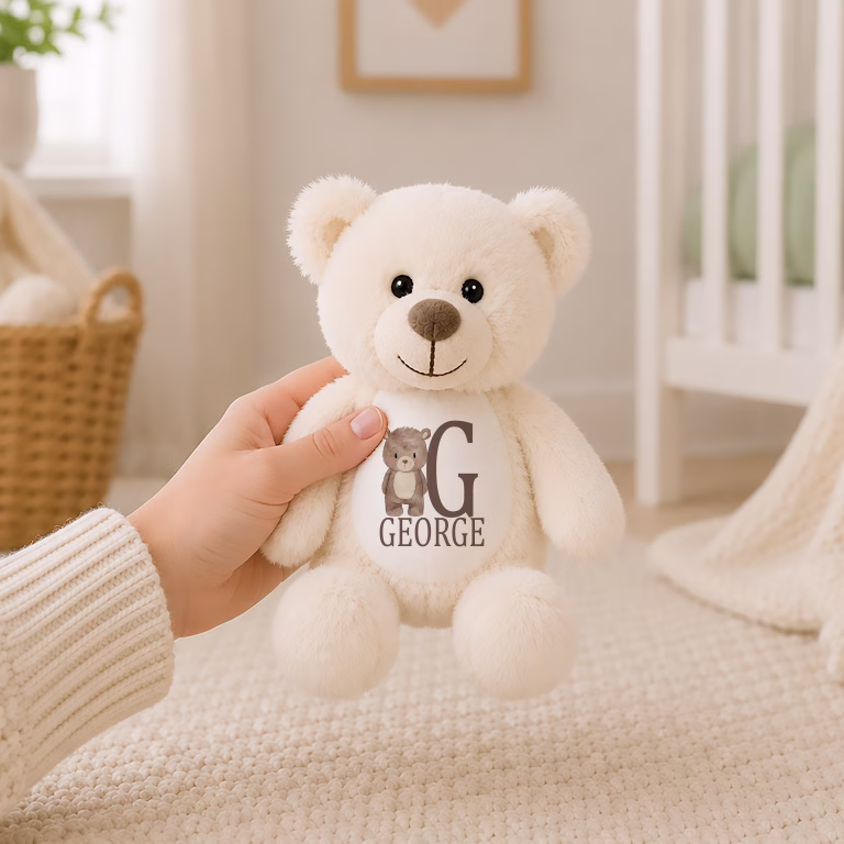Baby’s Personalised Cream Teddy Bear