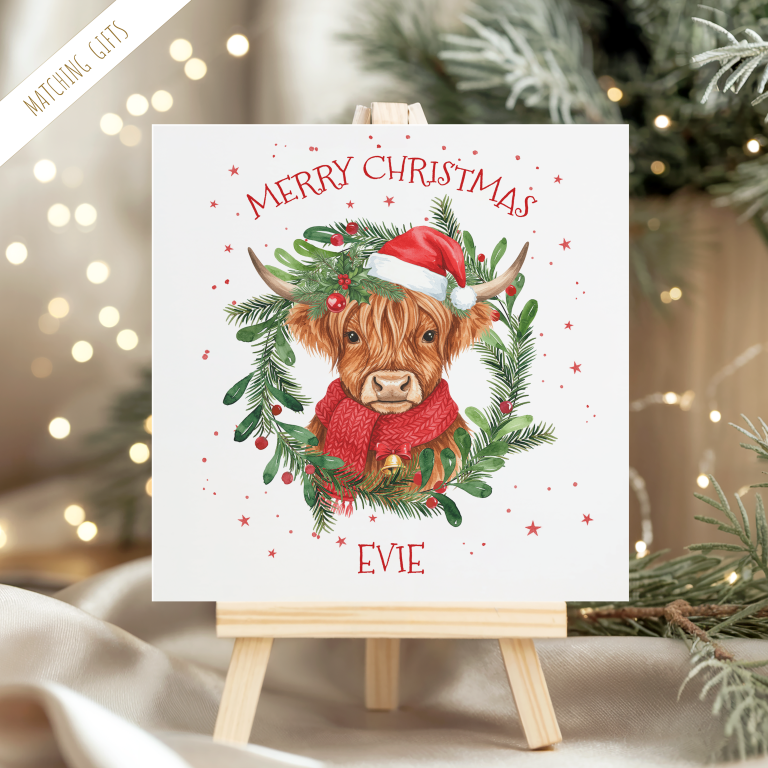 Personalised Highland Cow Christmas Card