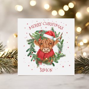 Highland Cow Christmas Card