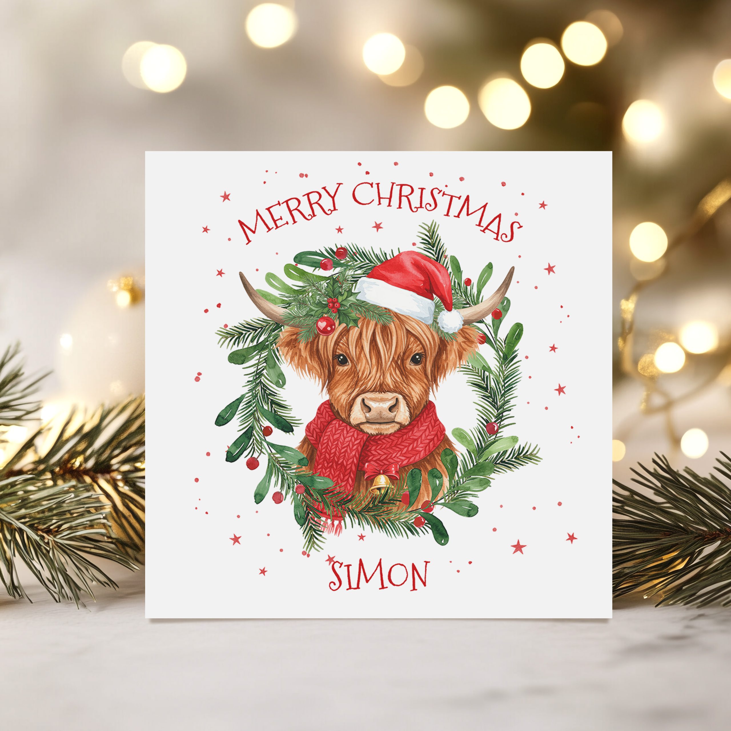Highland Cow Christmas Card