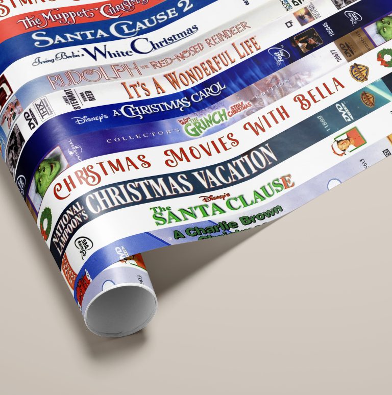 Personalised Retro Christmas Movie DVD Wrapping Paper