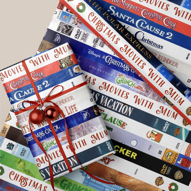Personalised Retro Christmas Movie DVD Wrapping Paper