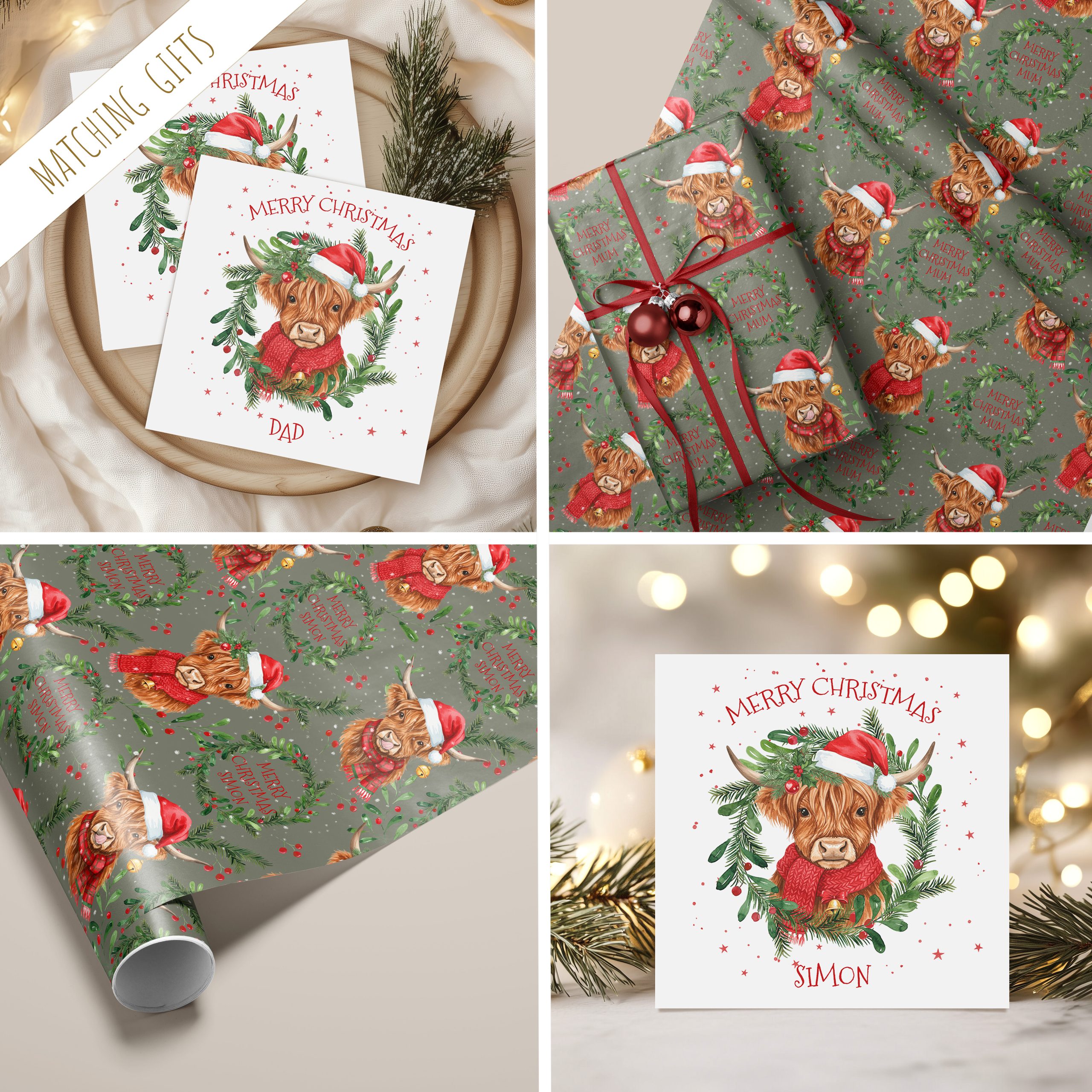 Highland Cow Christmas Card