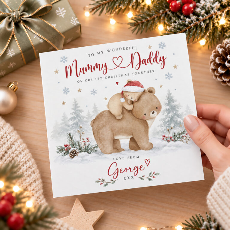Personalised Baby’s First Christmas Card for Mummy & Daddy
