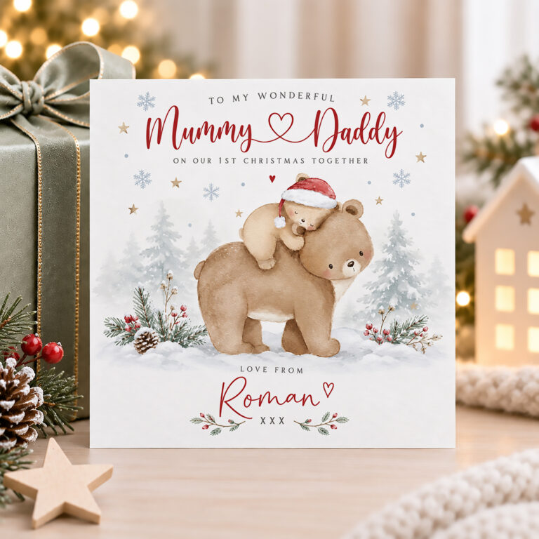 Personalised Baby’s First Christmas Card for Mummy & Daddy