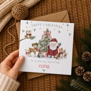 Personalised children’s Santa Christmas card with name and relationship