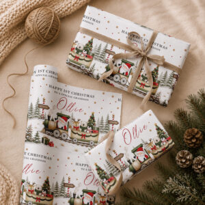 Personalised Christmas Train Wrapping Paper