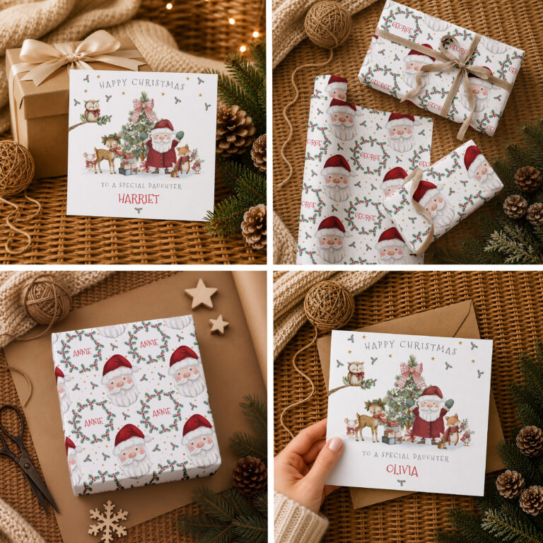Personalised Santa Christmas Wrapping Paper for Kids