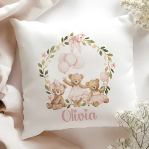 Girls Personalised Teddy Bear Cushion