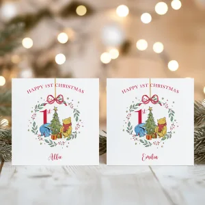 Personalised Babys First Christmas Winnie The Pooh Card