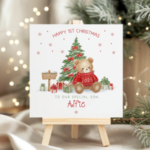 Personalised Babys First Christmas Teddy Bear Card