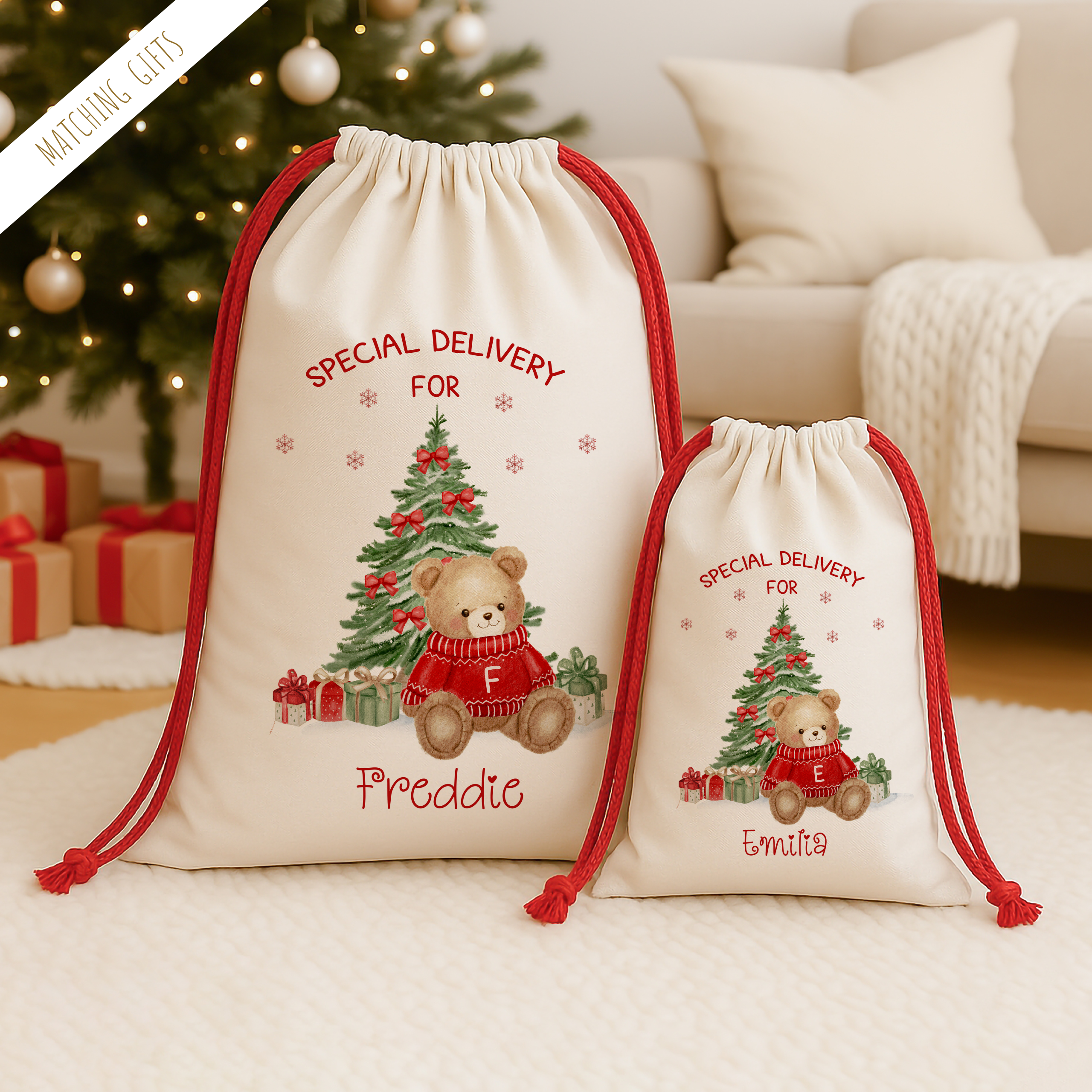 Kids Teddy Bear Christmas Sack