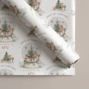 Personalsed 1st Christmas Snowglobe Gift Wrapping Paper