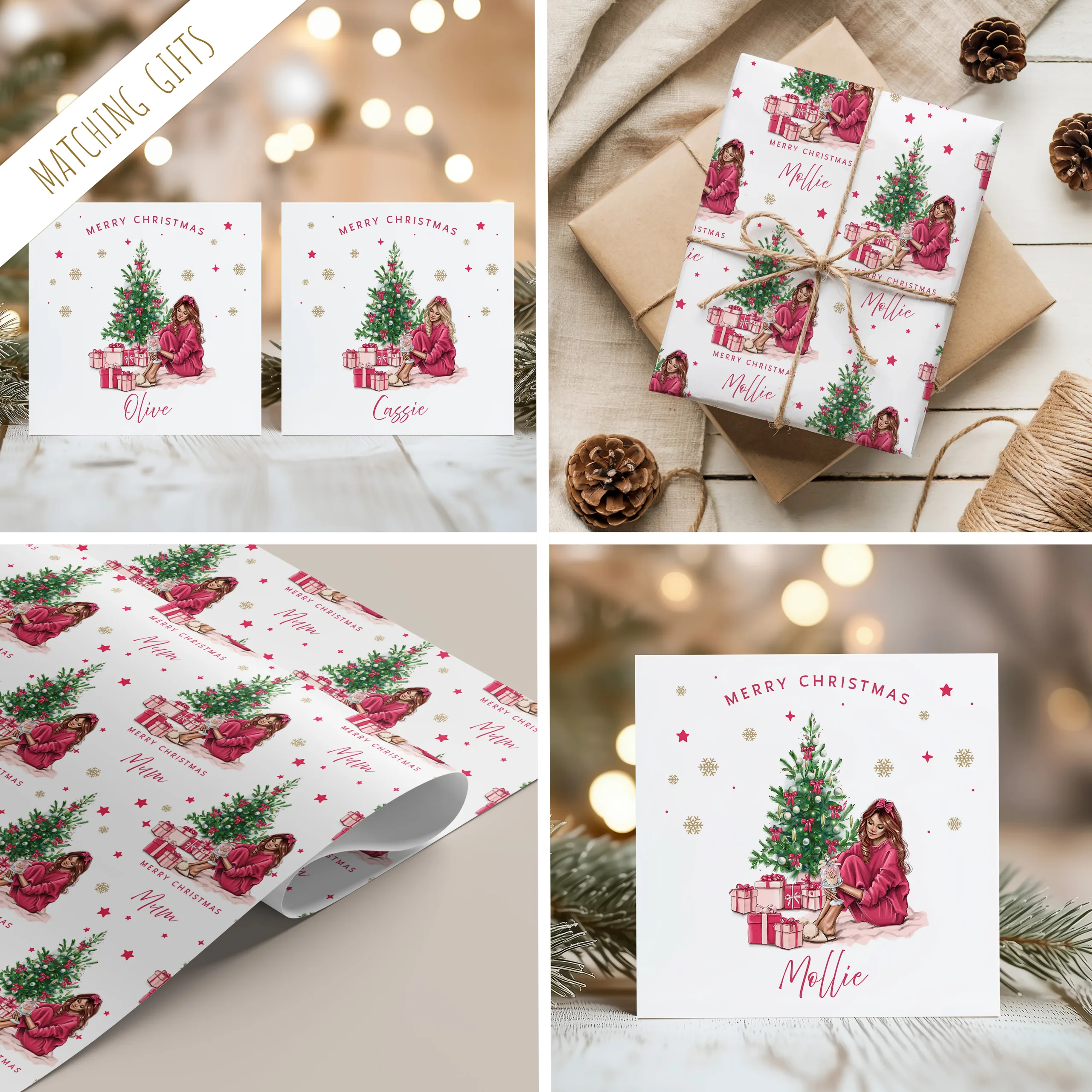 Girls Personalised Christmas Wrapping Paper