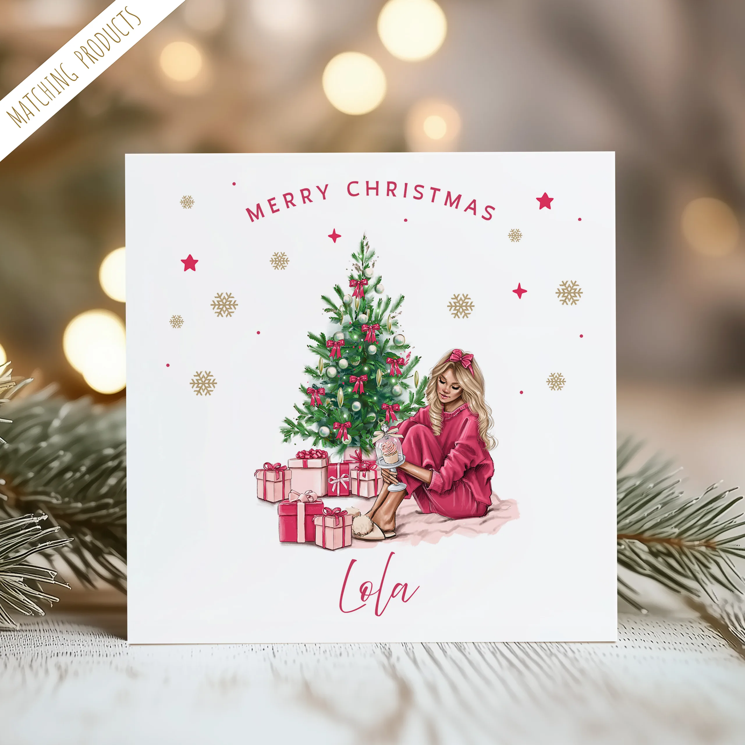 Personalised Girls Christmas Card