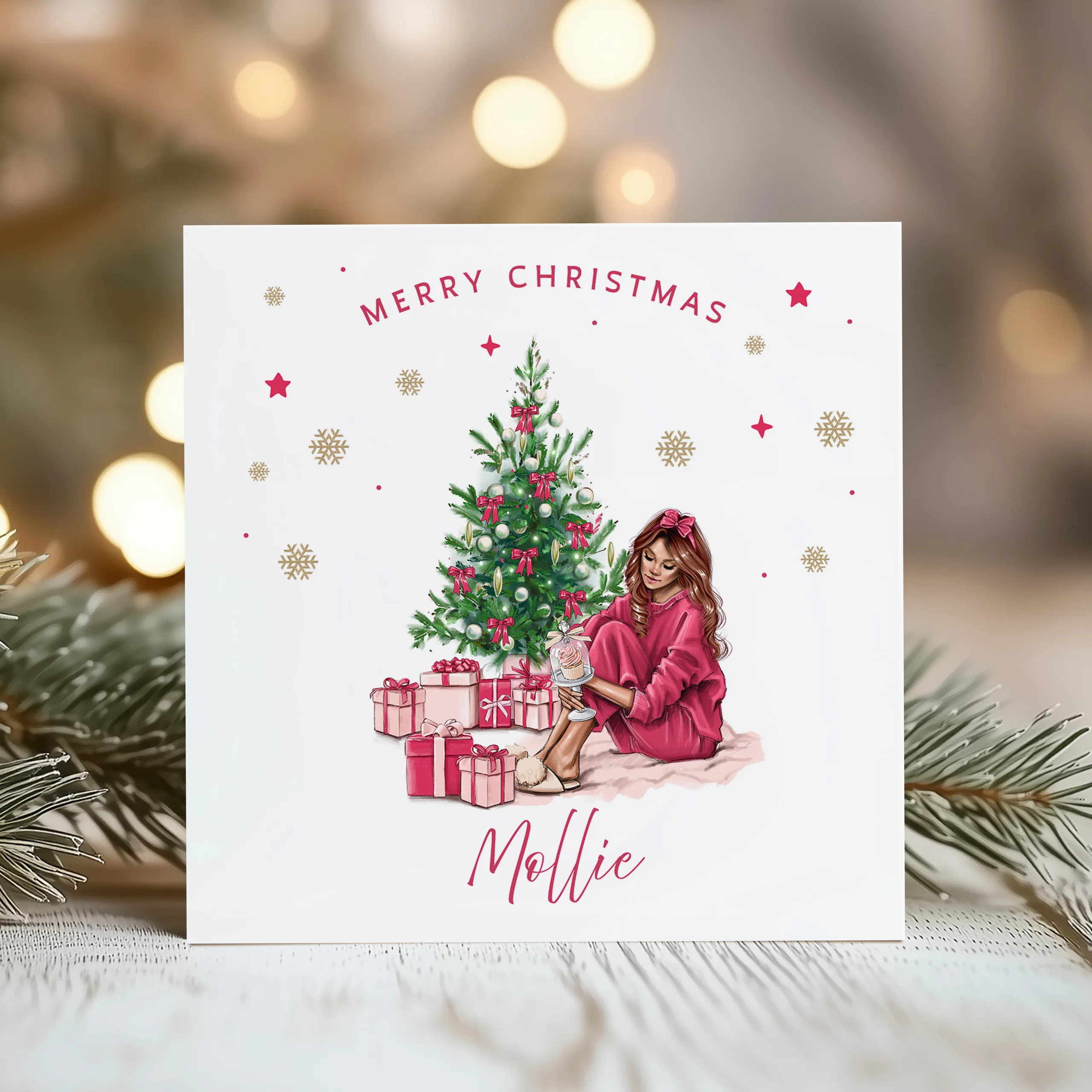 Personalised Girls Christmas Card