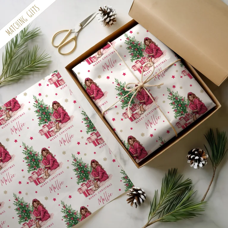 Girls Personalised Christmas Wrapping Paper