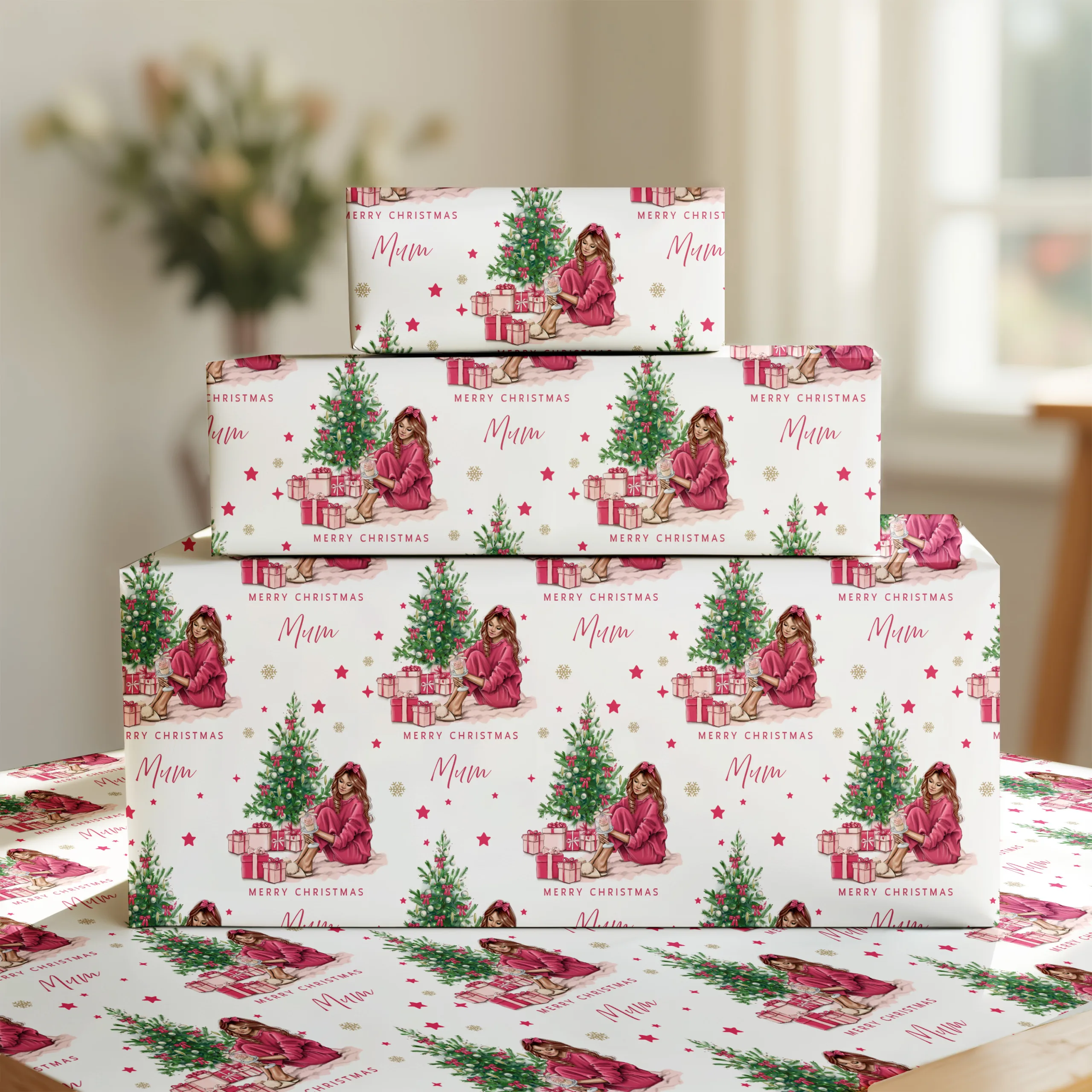 Girls Personalised Christmas Wrapping Paper