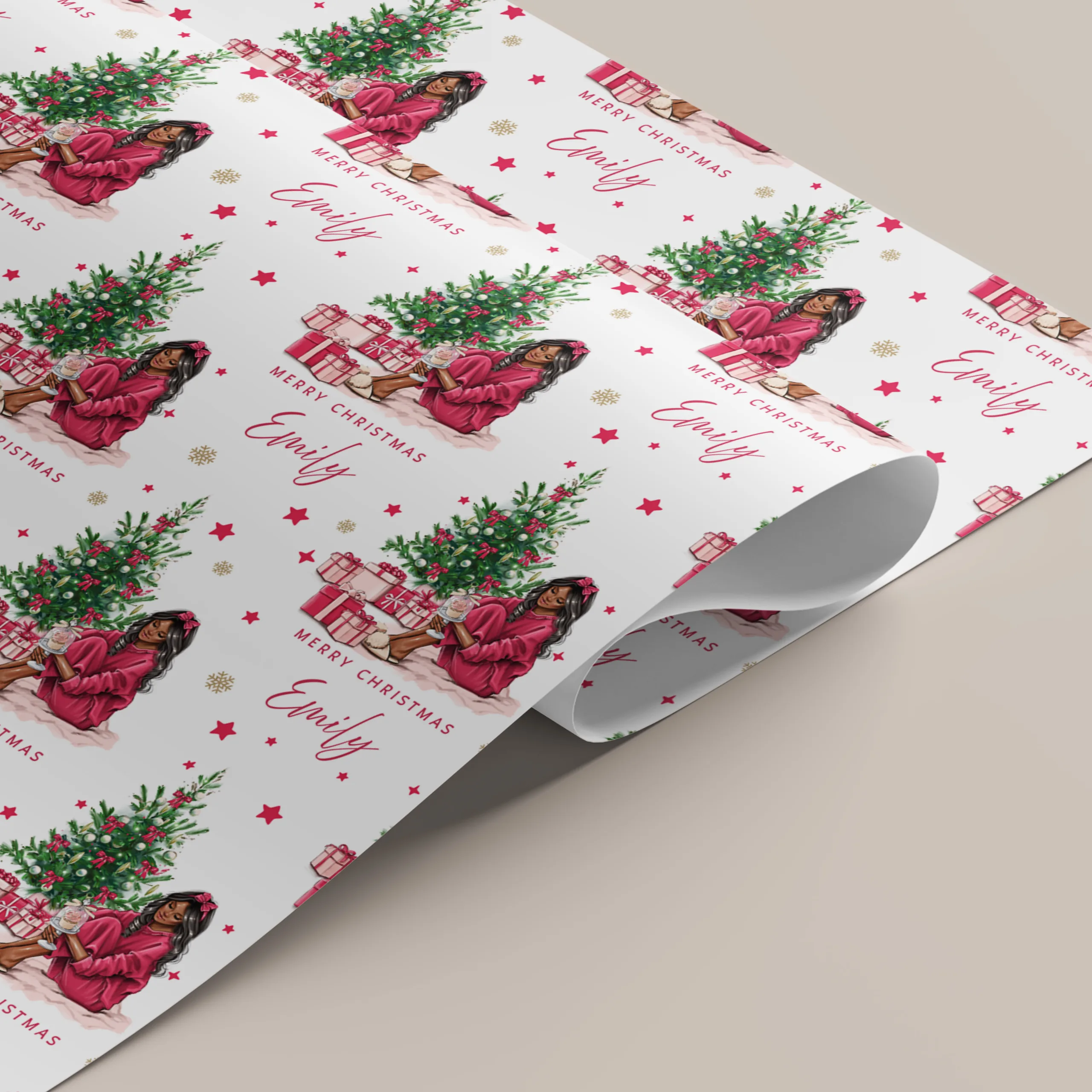 Girls Personalised Christmas Wrapping Paper