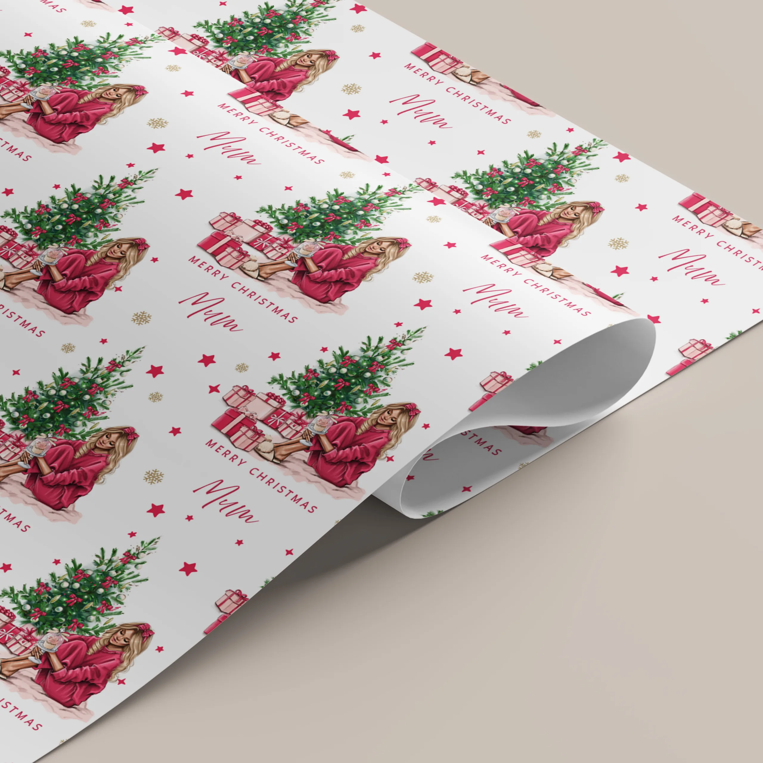 Girls Personalised Christmas Wrapping Paper