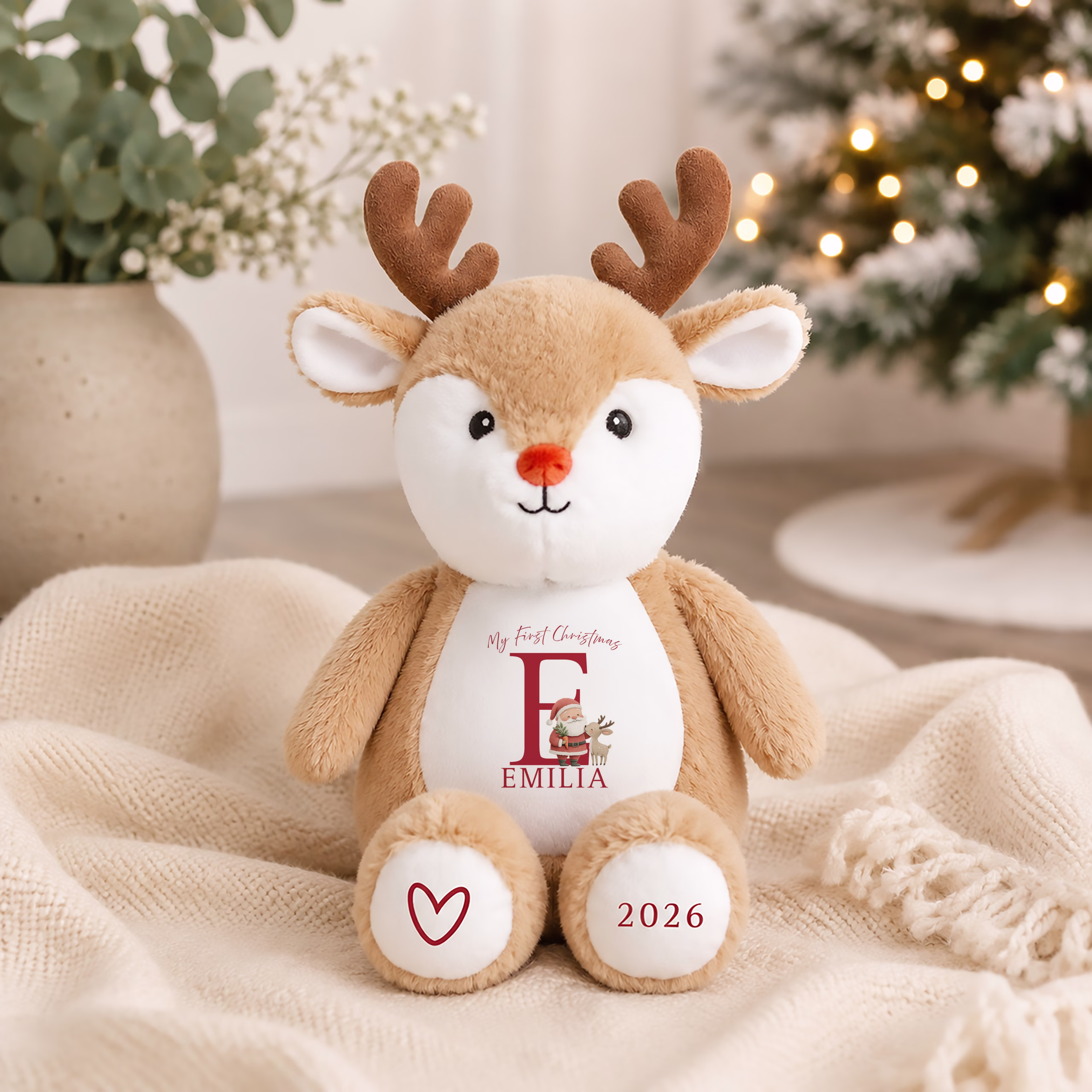 personalised reindeer soft toy
