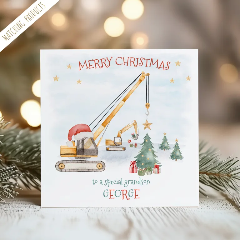 Personalised Boys Contruction Christmas Card