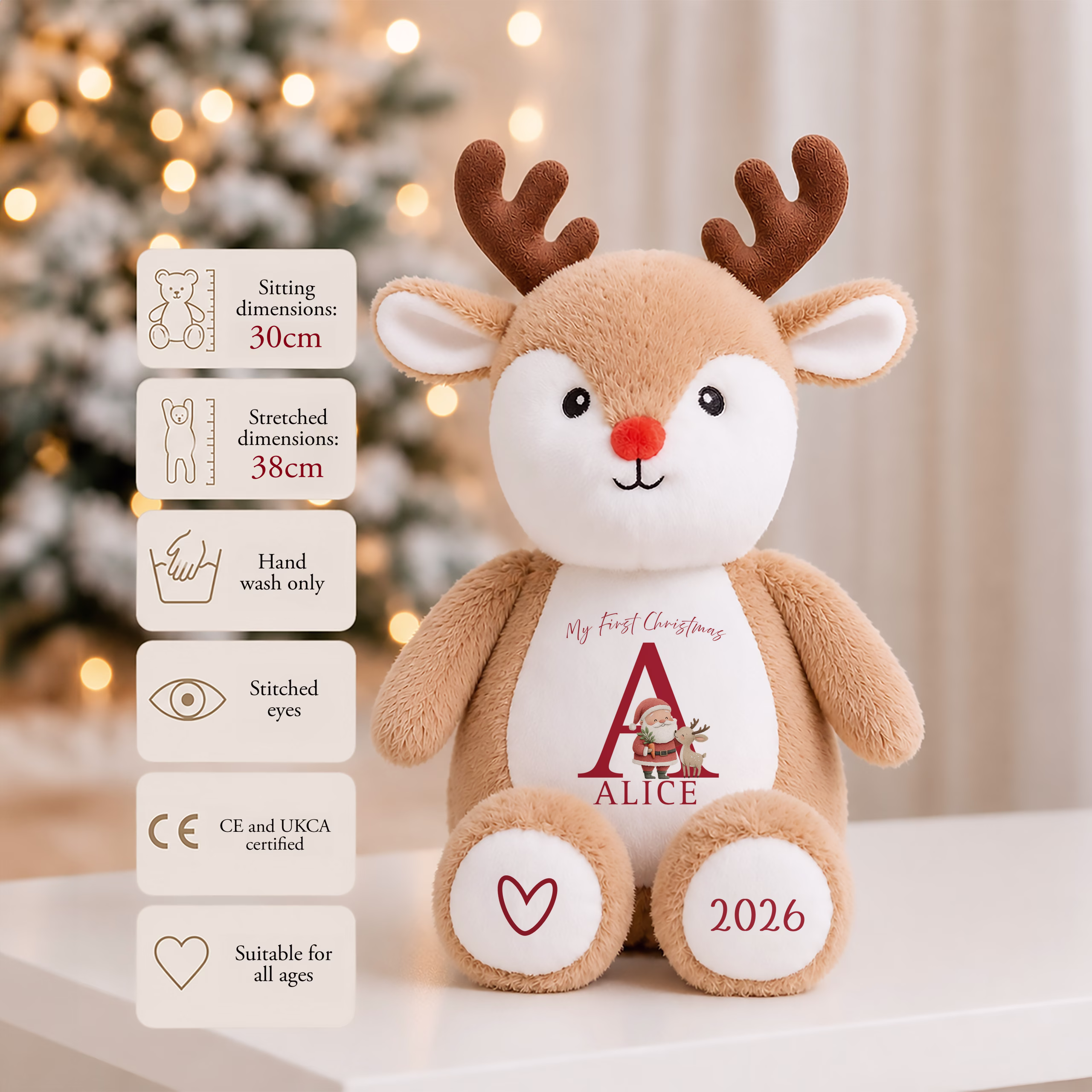 personalised reindeer soft toy