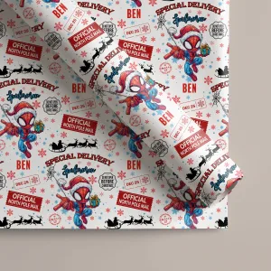 Personalised Spiderman Christmas Gift Wrapping Paper