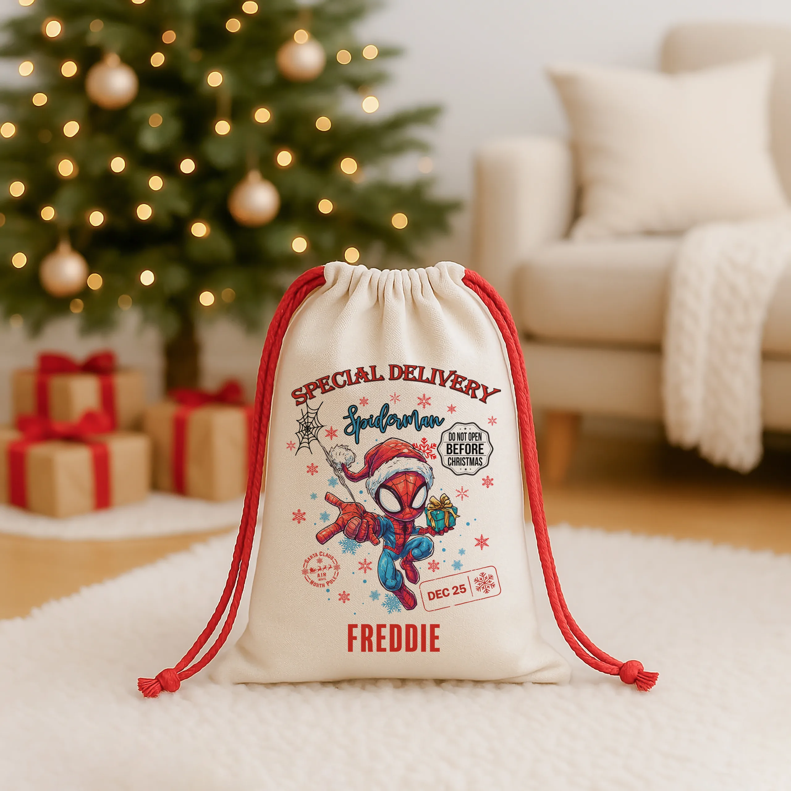 Boys Personalised Spiderman Christmas Sack