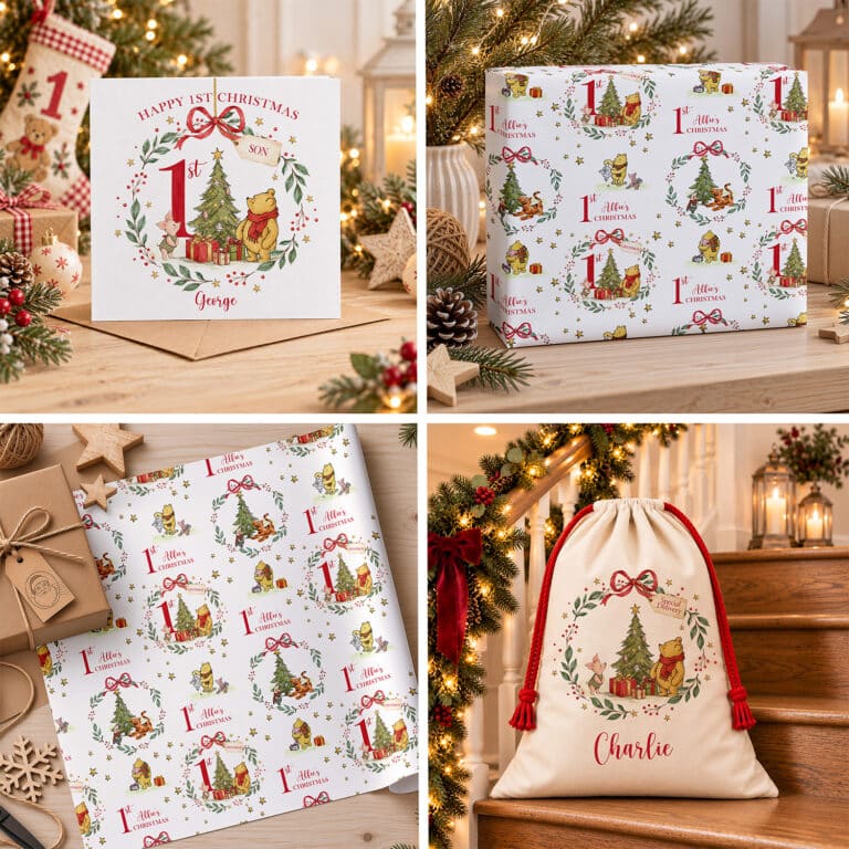 Personalised Babys First Christmas Winnie The Pooh Card