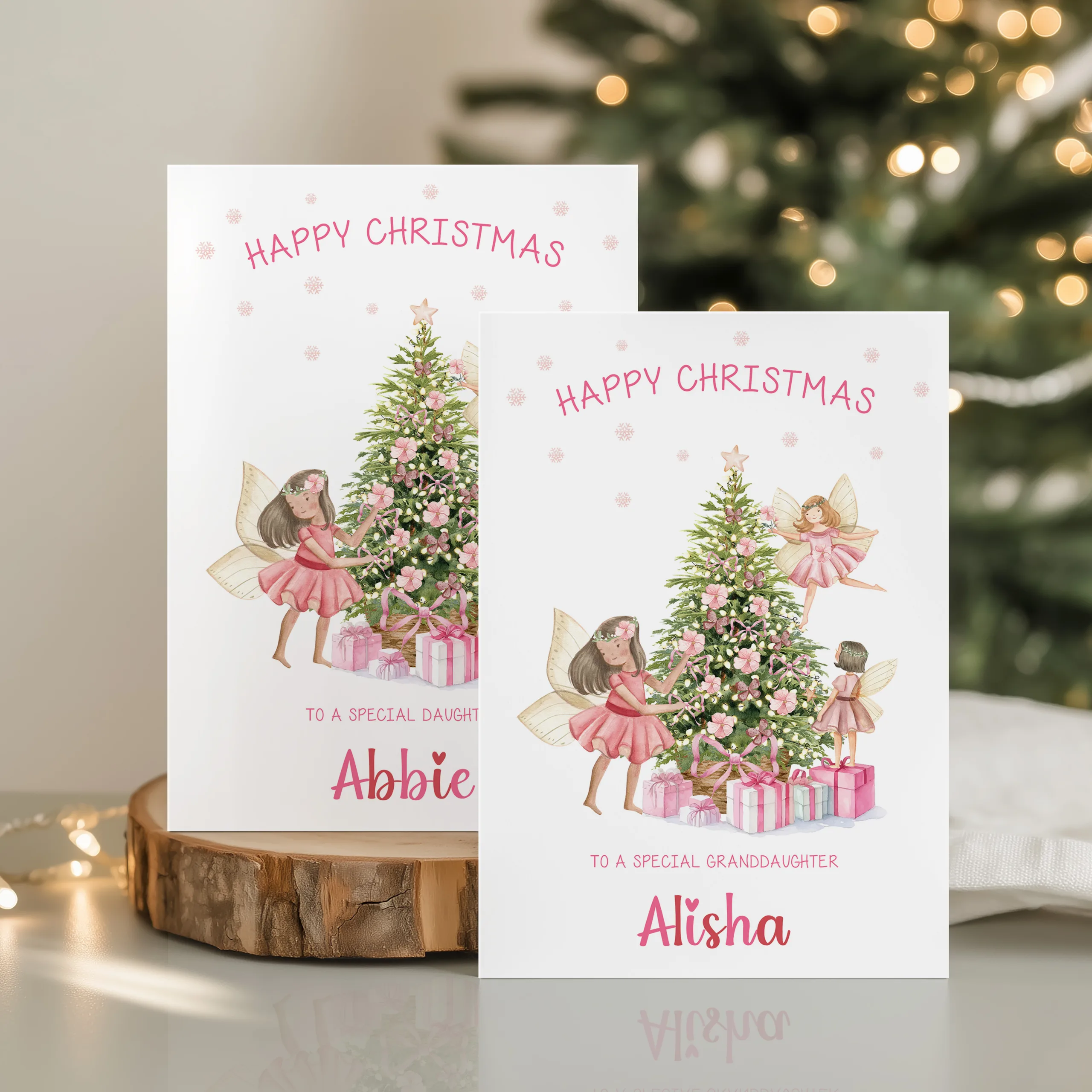 Girls Personalised Fairy Christmas Card