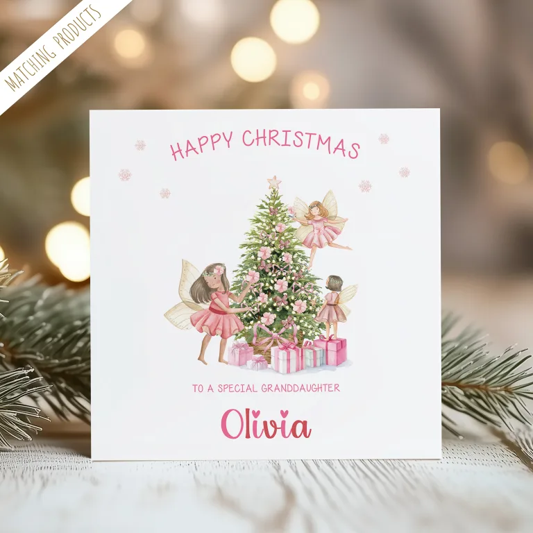 Girls Personalised Fairy Christmas Card